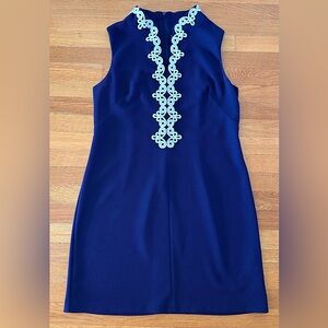 Vince Camuto Navy Blue White Embroidered Sleeveless Women’s Dress Size 14